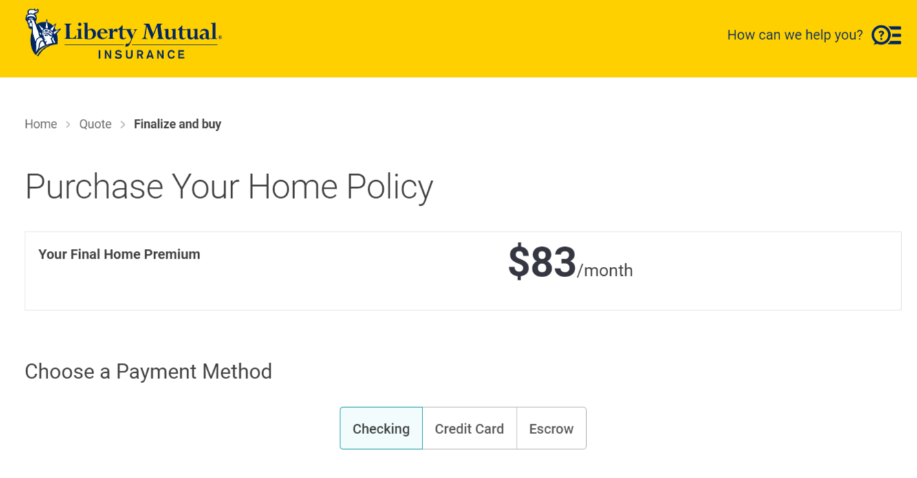 Liberty Mutual HOme Insurance Online Quote Instructions Purchase