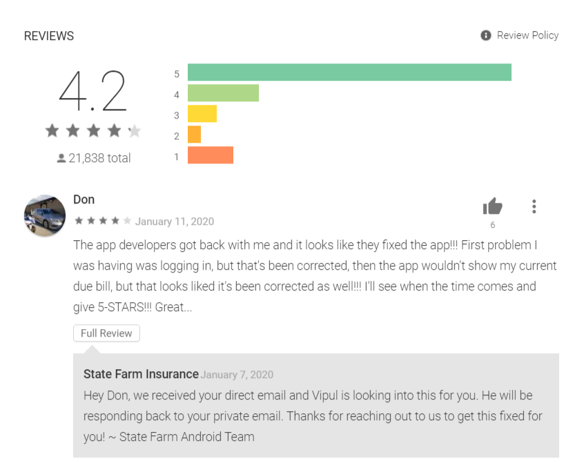 State Farm Mobile App Reviews