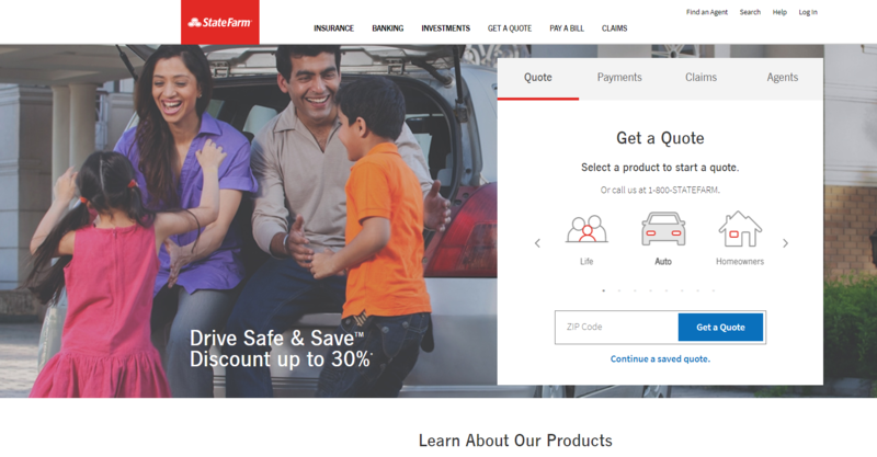 State Farm website homepage