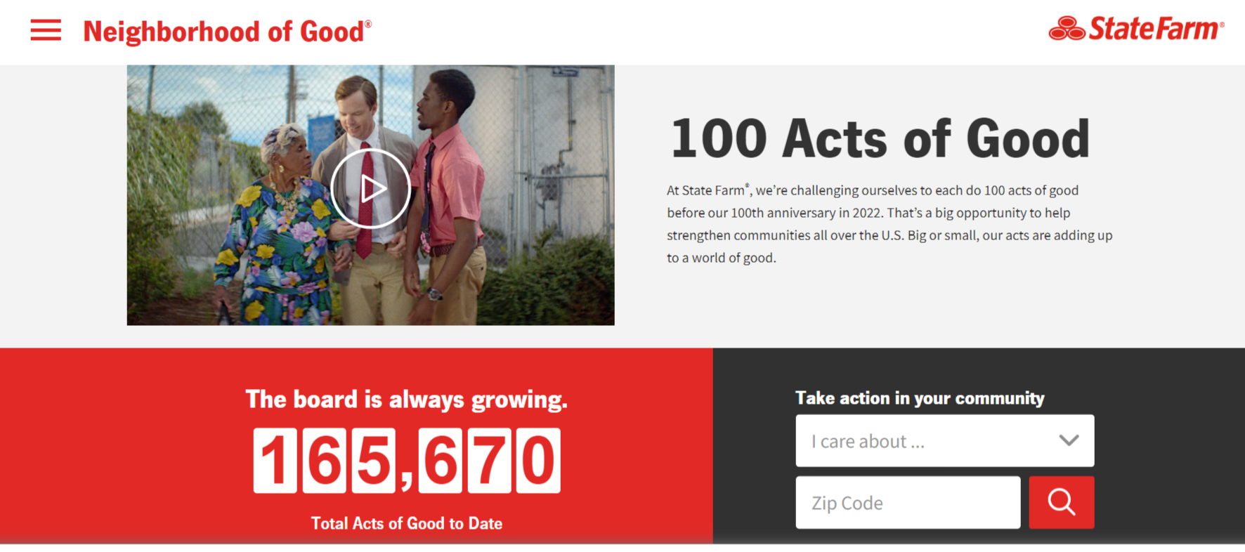 State Farm 100 Acts Program/Charity