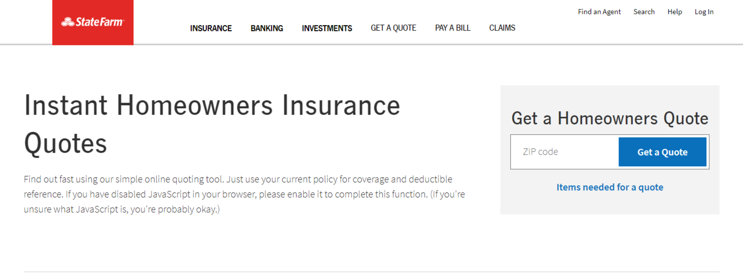 State Farm Home Insurance Online Quote