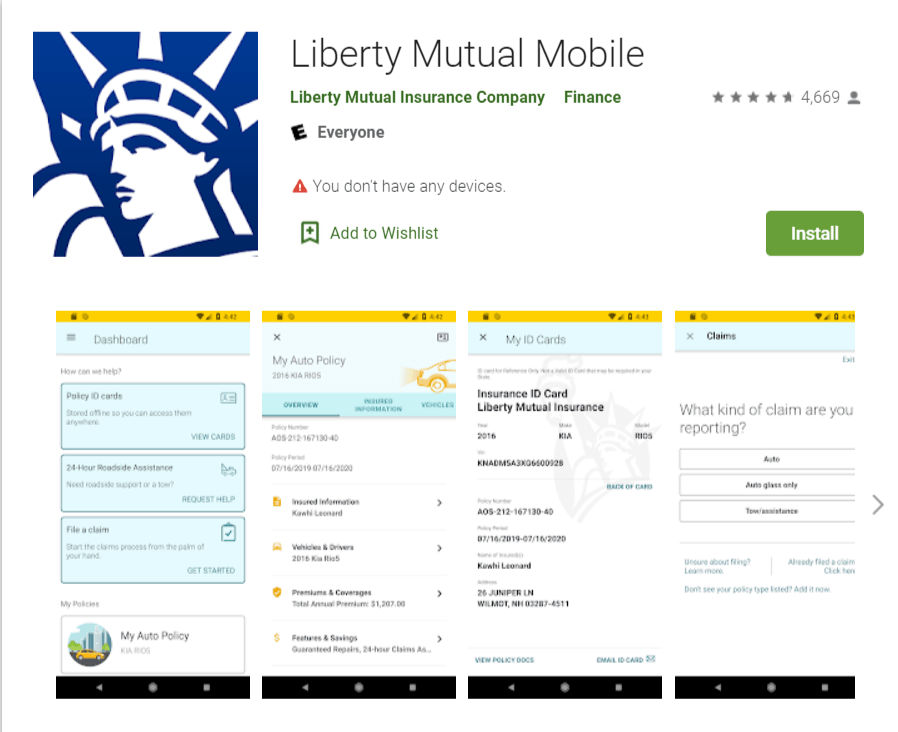 Liberty Mutual Mobile App Layout Google Play