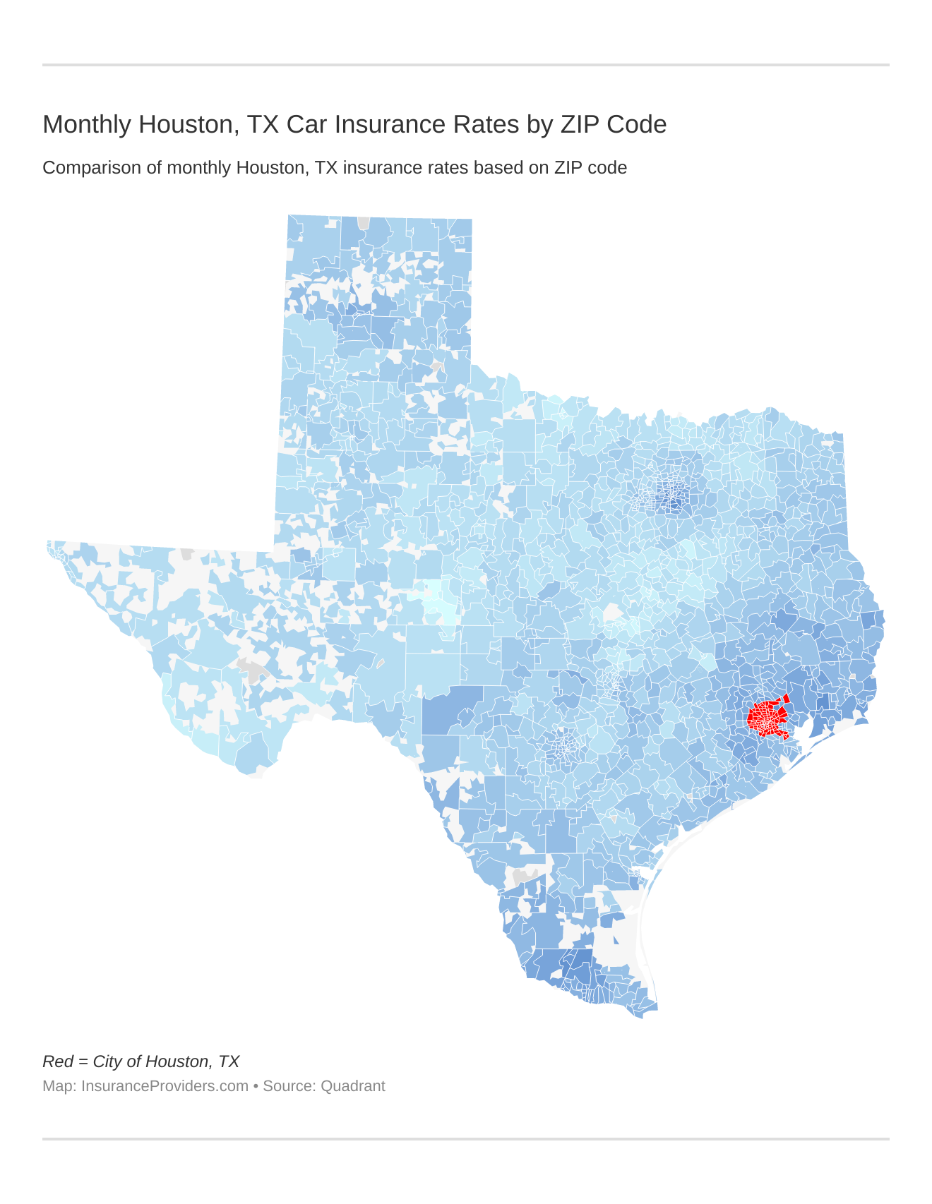 Monthly Houston, TX Car Insurance Rates by ZIP Code